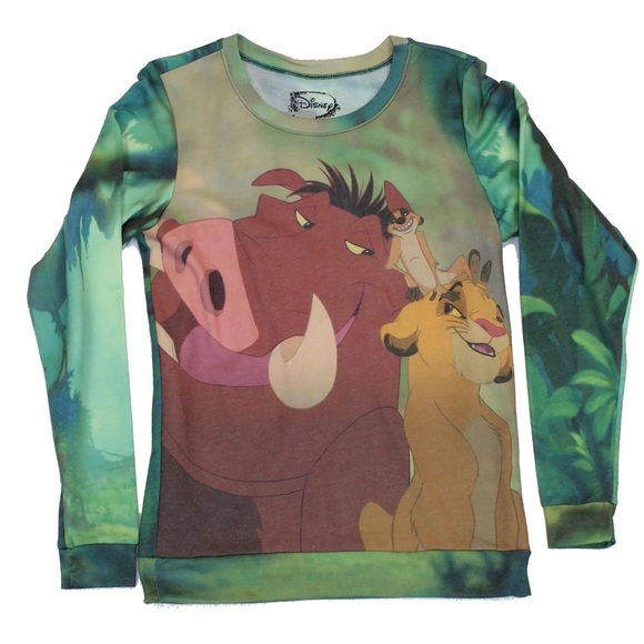 DISNEY Lion King Girls Juniors Pull Over Light Sweatshirt - Simba Timon & Pumba - Picture 1 of 9